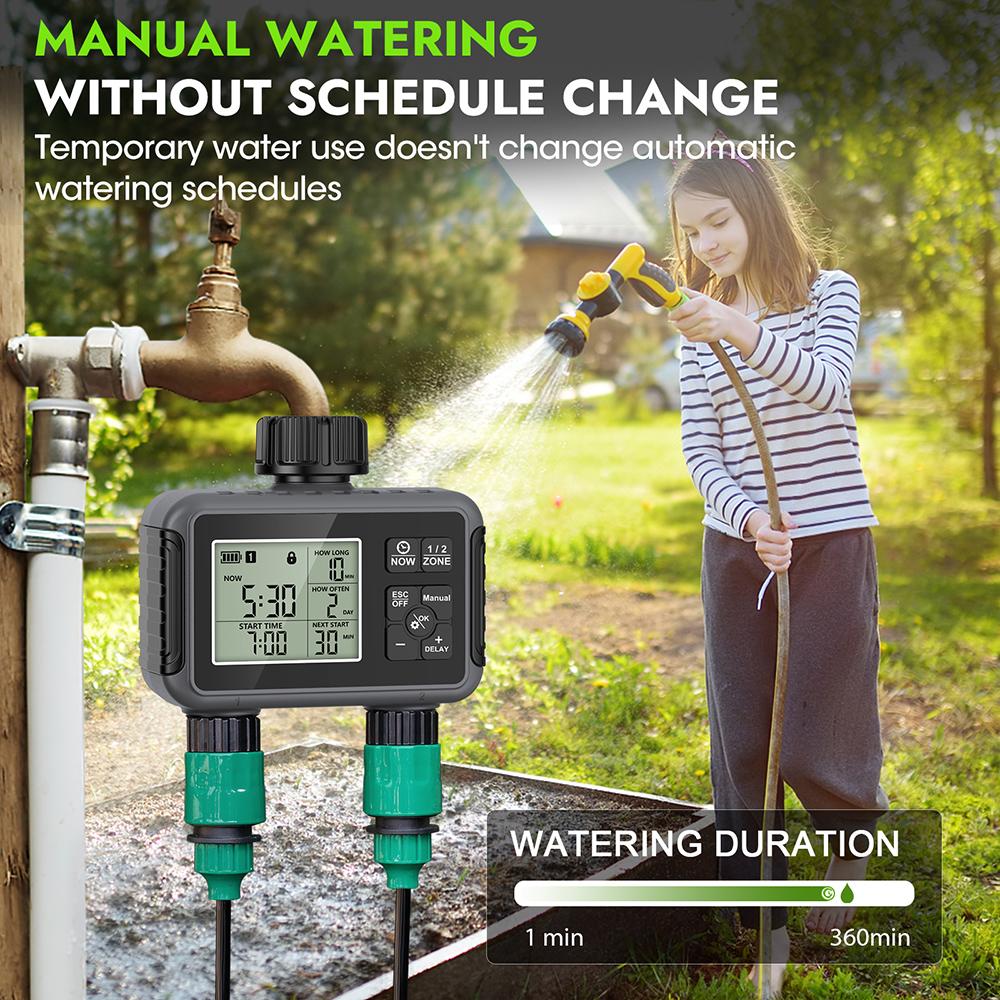Intelligent Watering Controller 1/2 Outlet Automatic Irrigation Water Timer Programmable Irrigation Watering System for Outdoor