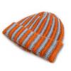 Color Blocked Ribbed Knit Cap Thick Warm Hat Brimless Striped Beanie Hat  Outdoor