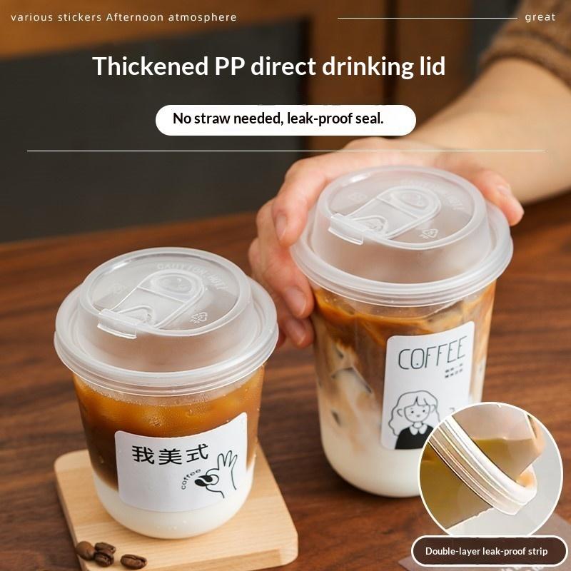 Clear U-shaped Coffee Cups Lidded 10Pcs Disposable for Milk Tea Drinking Pleasure