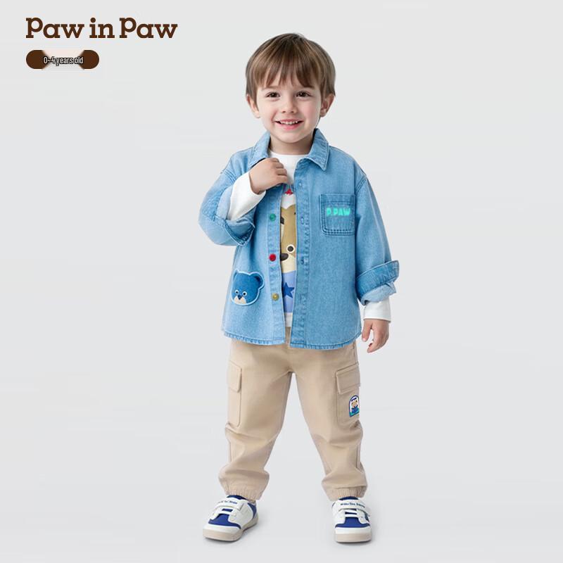 PawinPaw Baby Boy Cartoon Bear Denim Shirt