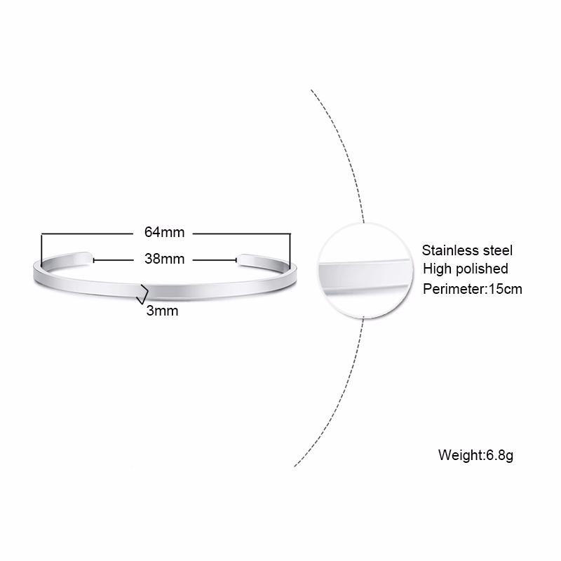 

Vnox Personalize Bangle for Women Men Stainless Steel Simple Cuff Bracelets Unisex Classic Jewelry Custom BFF Gift Blank No Custom