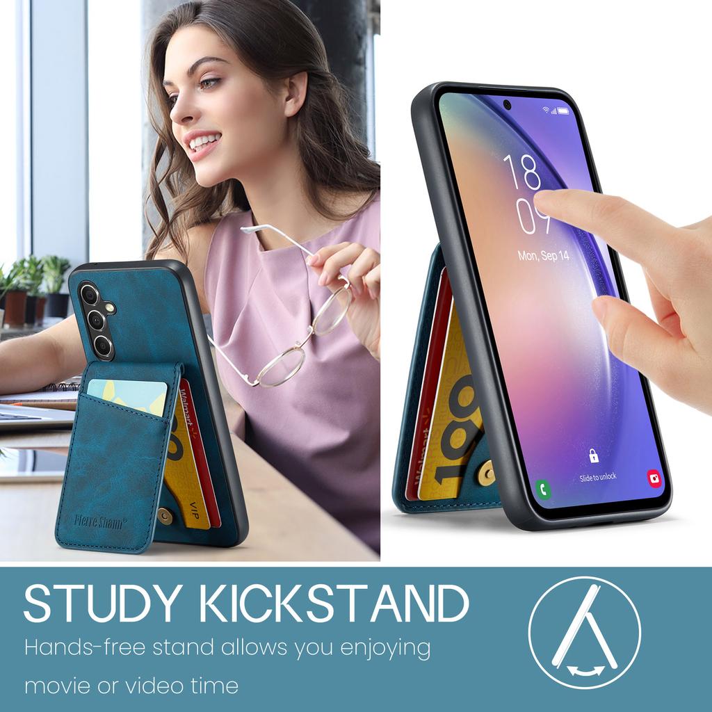 Para Samsung Galaxy S23 FE Capa de Celular Porta Cartões Anticolisão PU+TPU