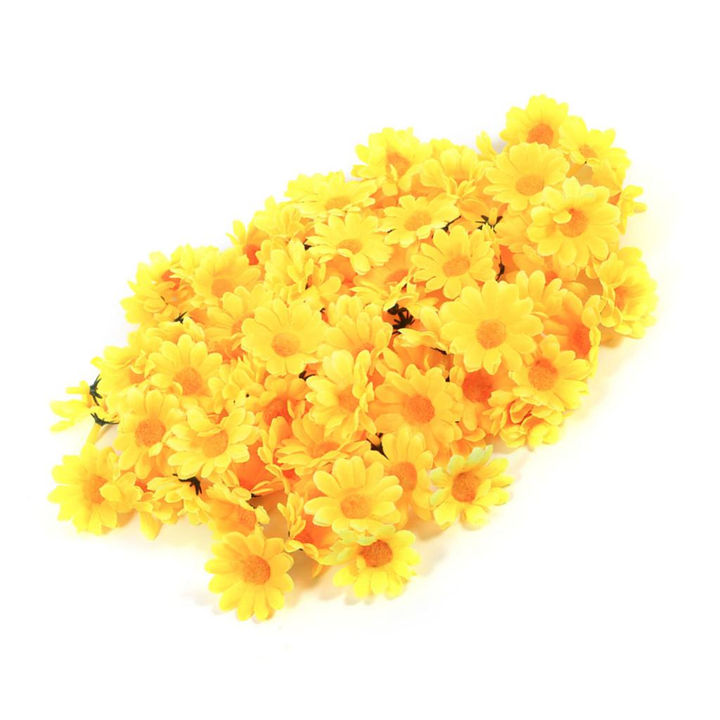 100pcs Artificial Little Daisy Lovely DIY Handcraft Silk Little Daisy for Offices Weddings Yellow