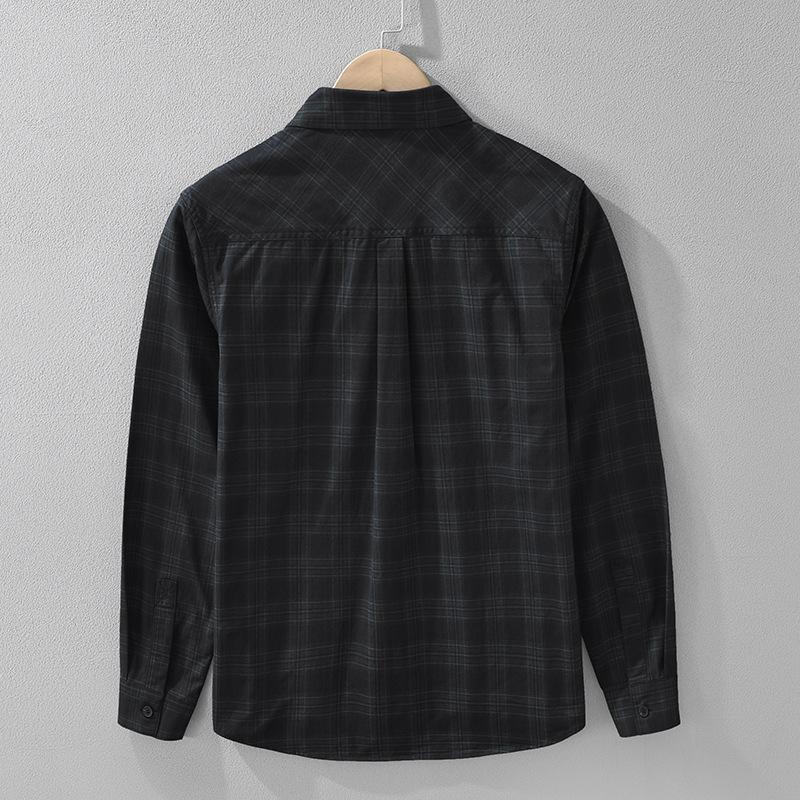 Męskie Koszule Wiosenne W Kratę Vintage Z Długim Rękawem Proste Codzienne Streetwear Top