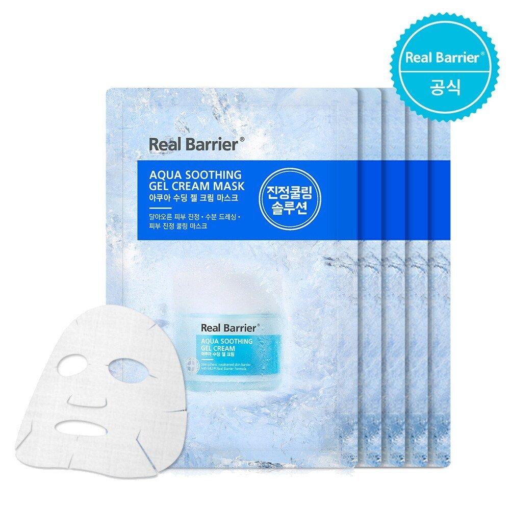 Real Barrier Aqua Soothing Gel Cream Mask 30mlx5 Sheets + 3 Samples