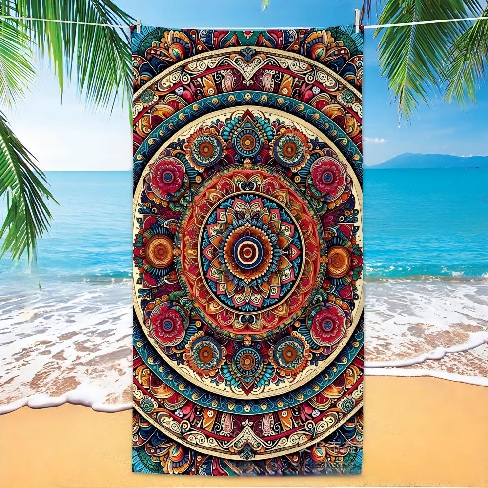 Boho Tribal Beach Towel Geometric Print Microfiber Quick Dry Bath Towel Beach Blanket