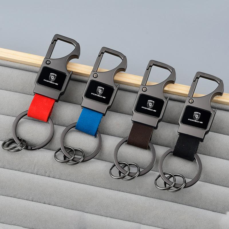 Multifunktionell flasköppnare Bilnyckelring Nyckelhållare Nyckelring För Porsche Panamera Cayenne Taycan 911 718 Macan Carrera-GT 928