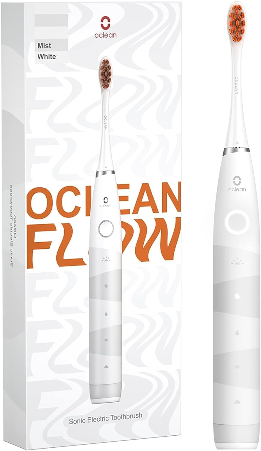 

Oclean Flow Электрическая Рекомендовано Стоматологическим IPX7 5 Операция Линейная USB Быстрая Белая Зубная щетка, Ассоциации, 180-Дней Водонепроницаемая, Режимы, Звуковая, Мотор, белый