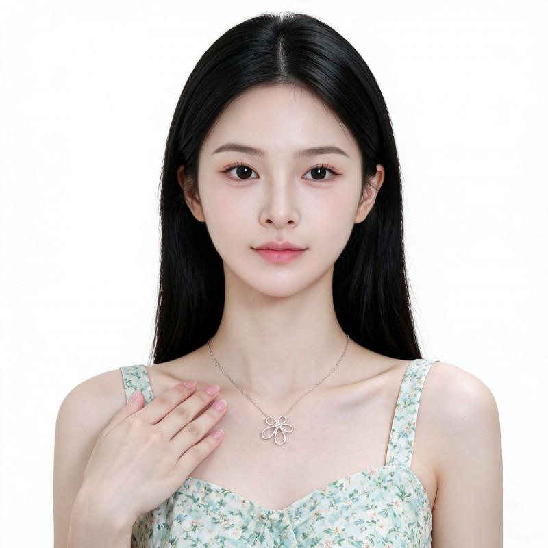 Womens Flower Necklace Minimalist Fashion Zircon Clavicle Chain Original Design Influencer Style