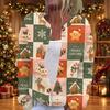 Women's Christmas Print Long Sleeve Knit Cardigan Sweater Button Front for Fall Winter