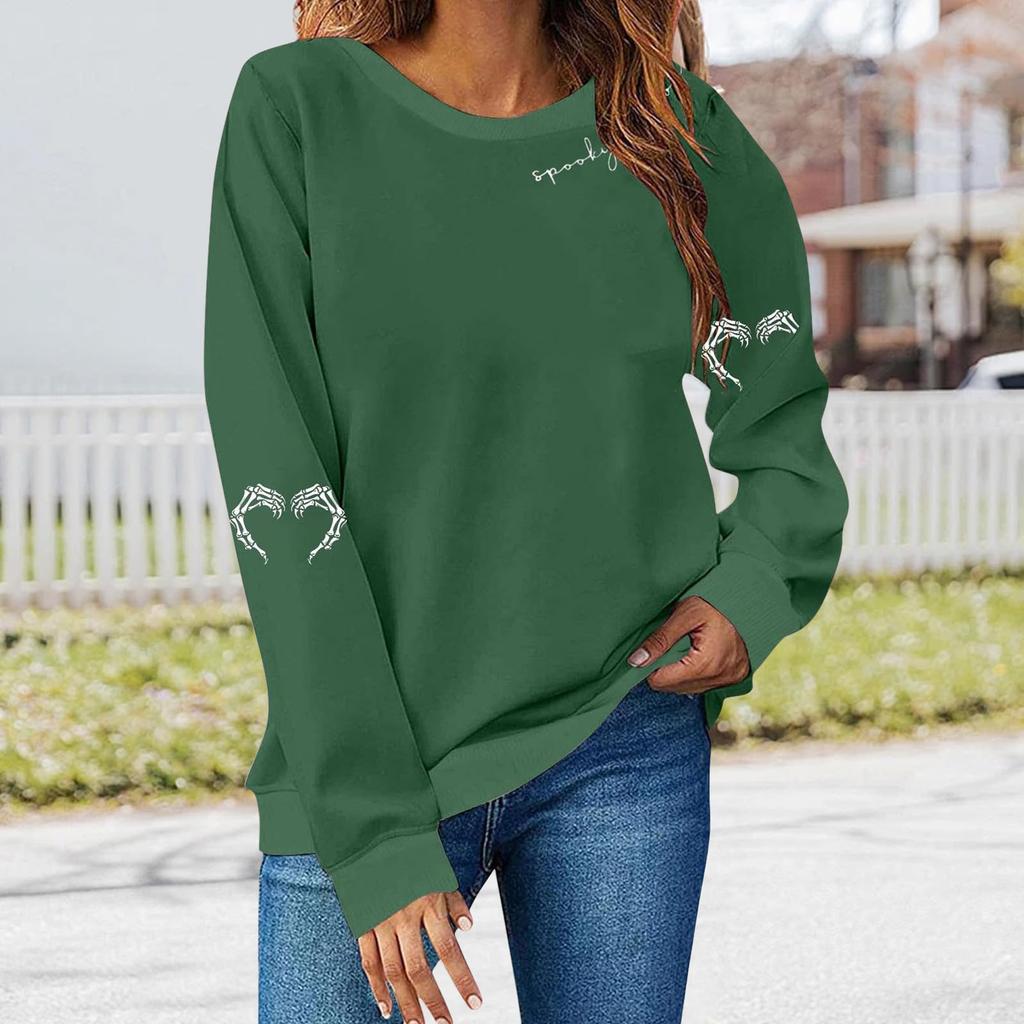 Ladies' Loose Comfortable Casual Fashionable Halloween Printed Long Sleeved Sweatshirt