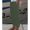 Women's Elastic Waist Linen Pants Loose Fit Casual Trousers Solid Color Pocket Harem Pants