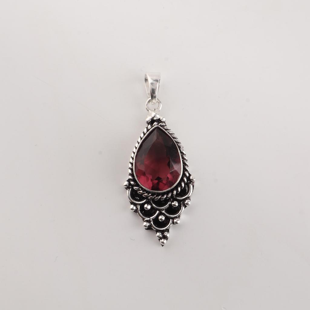 Rhodolite Gemstone 925 Sterling Silver Jewelry Designer Women Pendant 1.5" For Engagement Gift PP-70-9