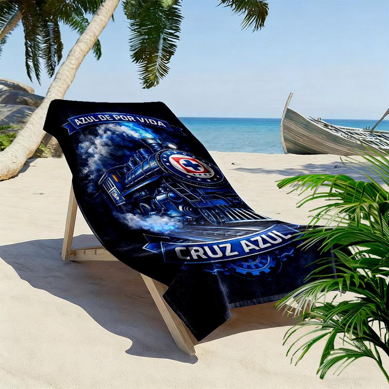 Cruz Azul Print Beach Towel, Large Soft Quick Dry Towel for Beach Camping Swimming