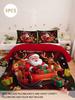 3-teiliges Weihnachts-Bettwäsche-Set:Weich & Bequem Aus Polyesterstoff Weihnachtsmann- & Schlittenmuster Geeignet Für Schlafzimmer