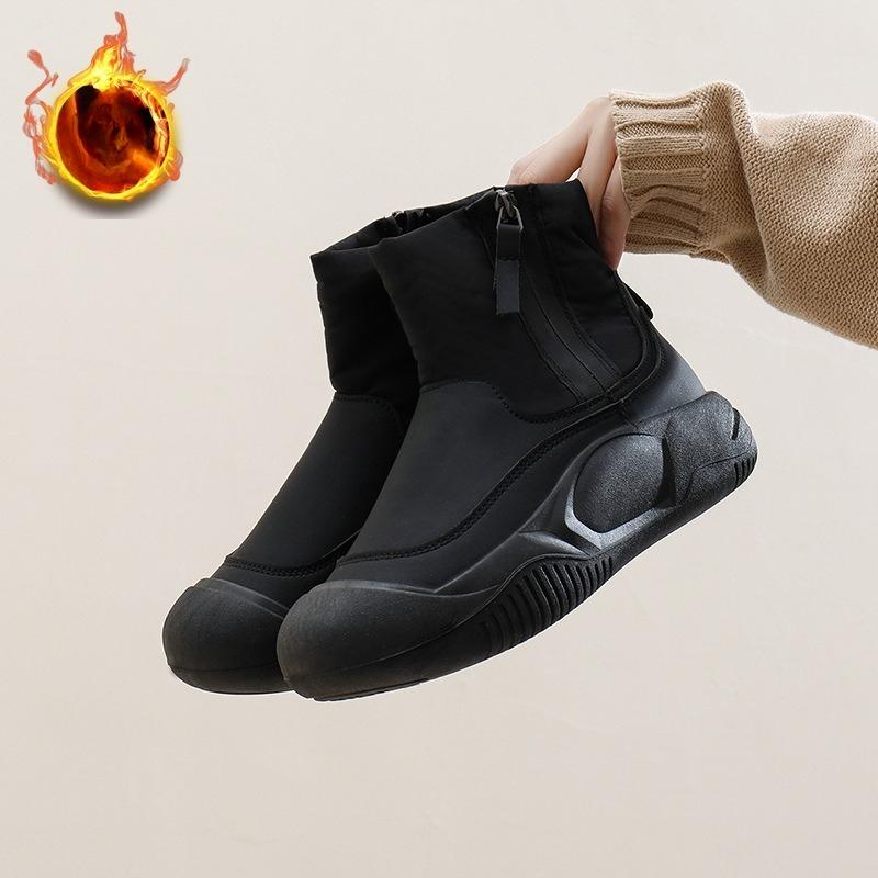 Warm Fuzzy Snow Boots for Women Comfortable Ankle Boot With Fur Lined Faux Leather Anti-Slip Winter Shoes Women's Outdoor Casual Walking Short Booties