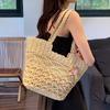 Large Capacity Straw Woven Bag Versatile Design Eco-Friendly Shoulder Beach Bag Straw Material Woven Texture Handwoven Bag Women