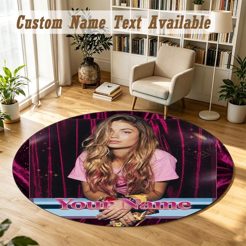Round Rug Custom NameRoxy Dekker Pattern Non Slip Carpet Home Floor Decor