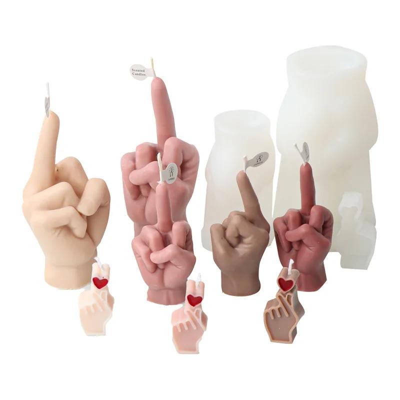 Middle Finger Silicone Candle Mold DIY Gesture Aromatherapy Plaster Art Soap Resin Crafts Casting Molds Holiday Party Gifts