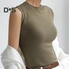 Women's Tank Top Sleeveless Cotton High Neck Crop Top Ribbed Slim Fit Basic Shirt Spring Summer Casual Outfit