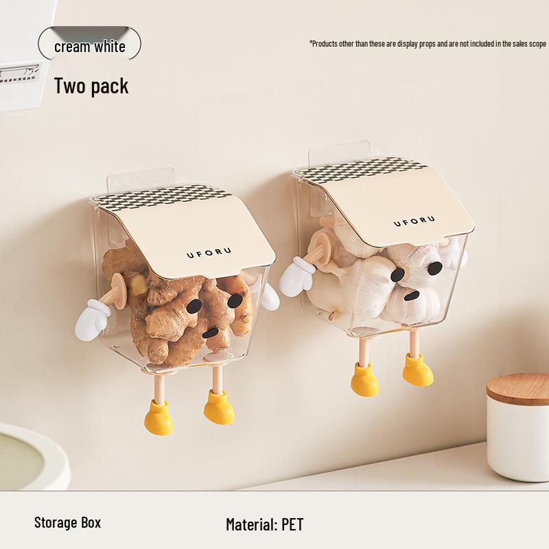 Wall-Mounted Multifunctional Storage Box for Scallions, Ginger, Garlic, and Coffee Capsules - Punch-Free Organizer Basket