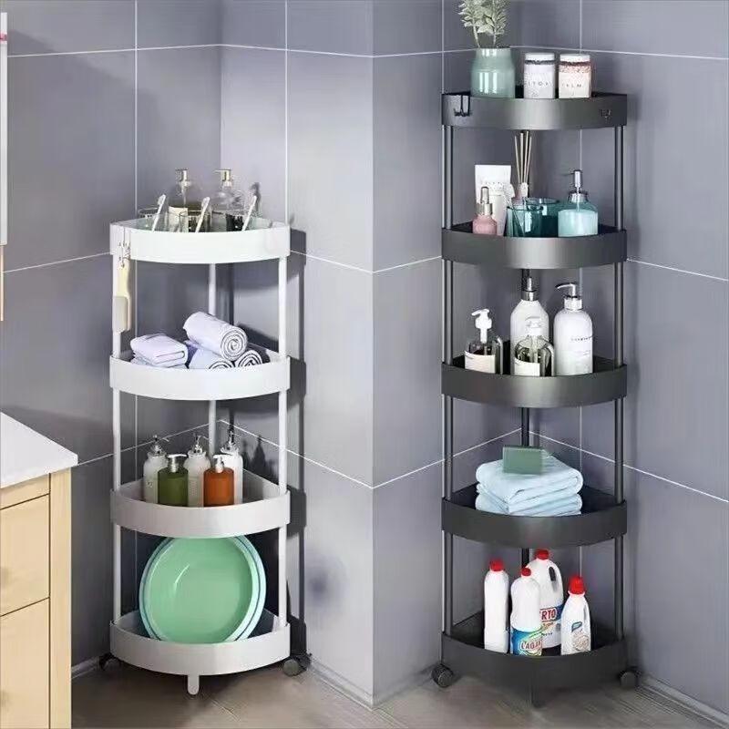 Modern Minimalist 5-Tier Movable Bathroom Corner Shelf