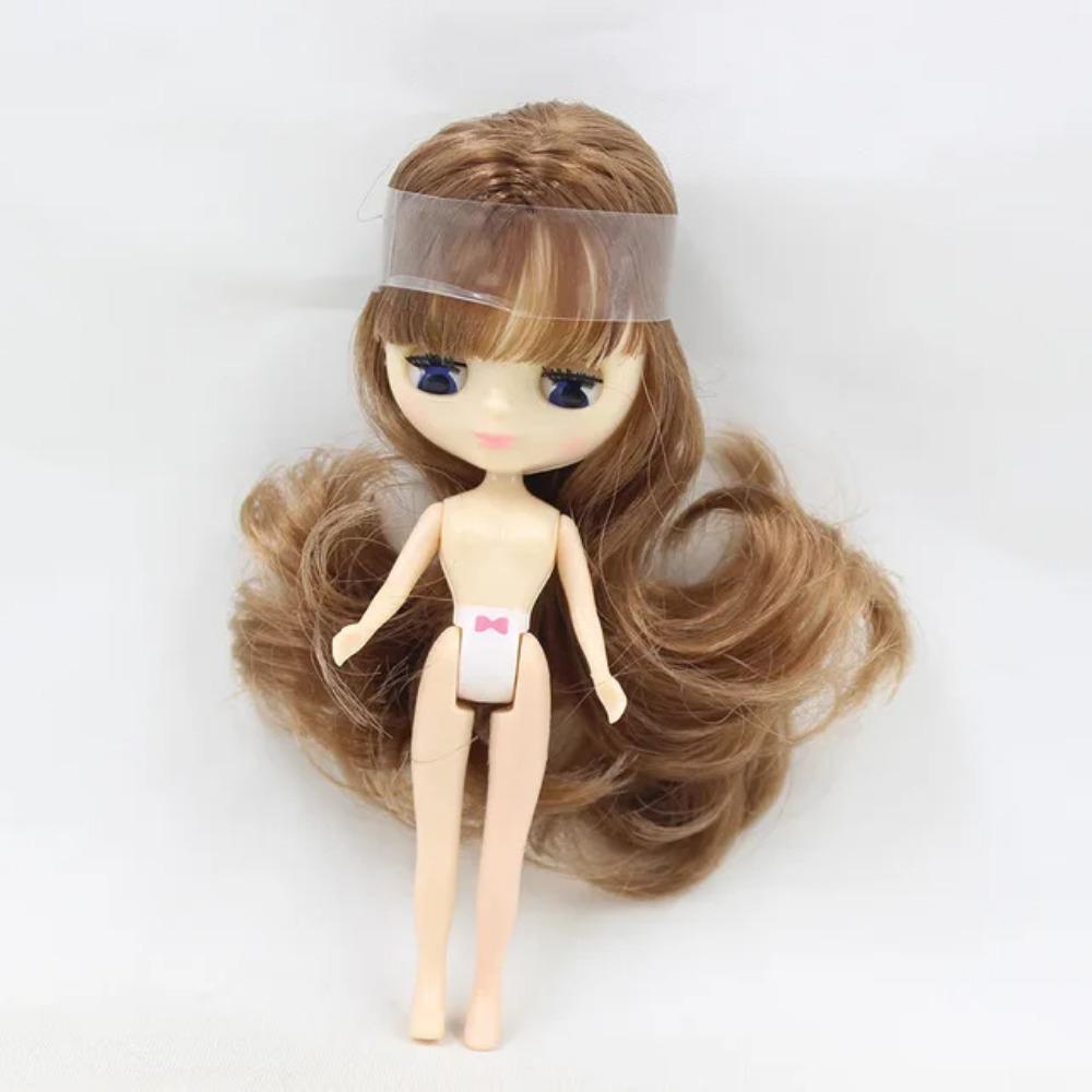 Mini Blyth with bangs nude doll 10CM different hair color with random dress cloes eyes normal body DIY fashion toys