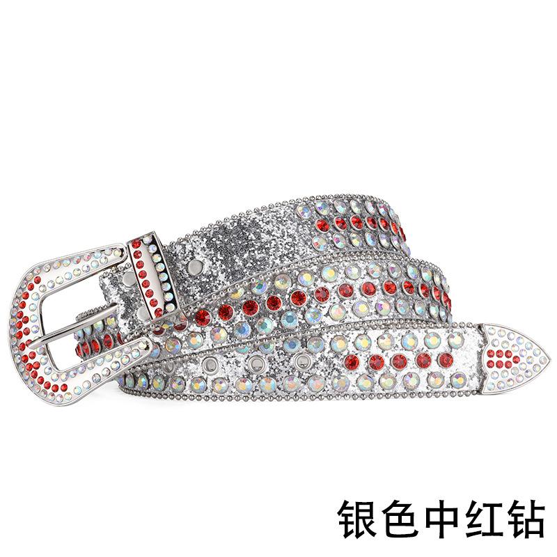

Mary Women s Feng Shui Diamond Leather Belt, Handmade Diamond-set Fashion Versatile Decorative Crystal Flash Diamond Belt 135cm