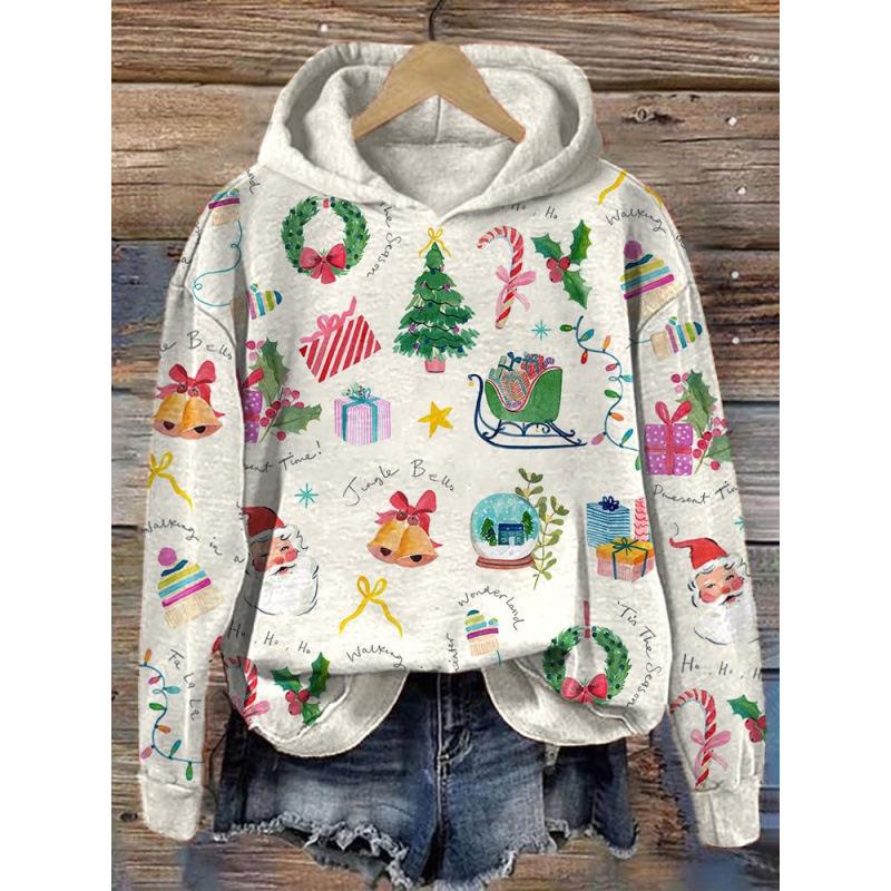 Amazon Cross-border Independent Site 3D Digital Print Women's Hoodie, Christmas Pattern Cap, Sweatshirt, Autumn Top
