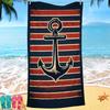 Nordic painted ship anchor digital-printed polyester Superfine fiber double-sided fleece Beach vacation bath towel, beach towel
