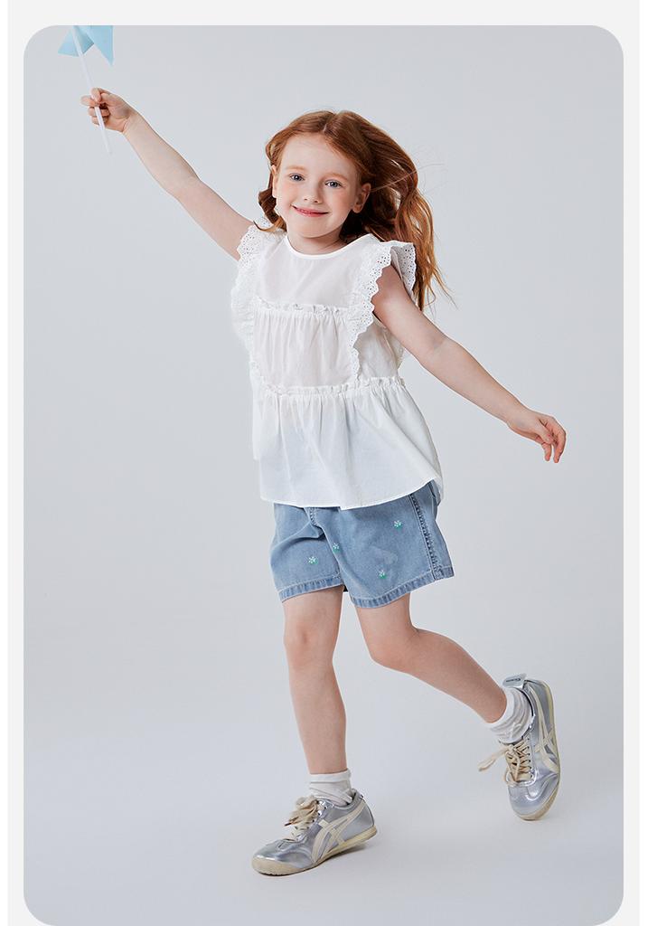 [Cool Soft Cowboy] Mini Balabala Girls' Pants 2026 Summer Soft Breathable Knee Shorts