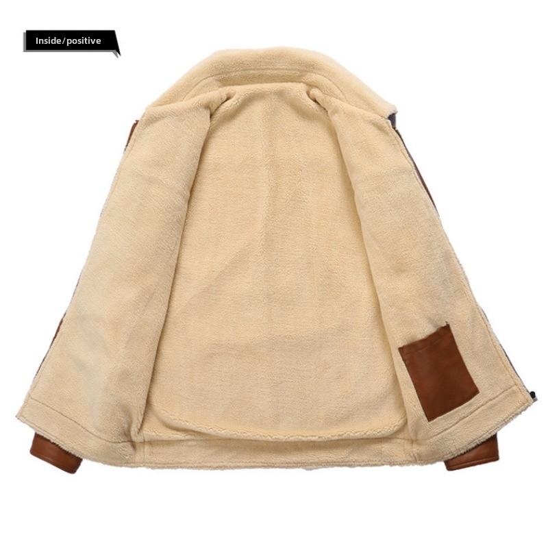 Veste en cuir synthétique pour homme, coupe ajustée, tendance, avec fourrure intégrée, style locomotive