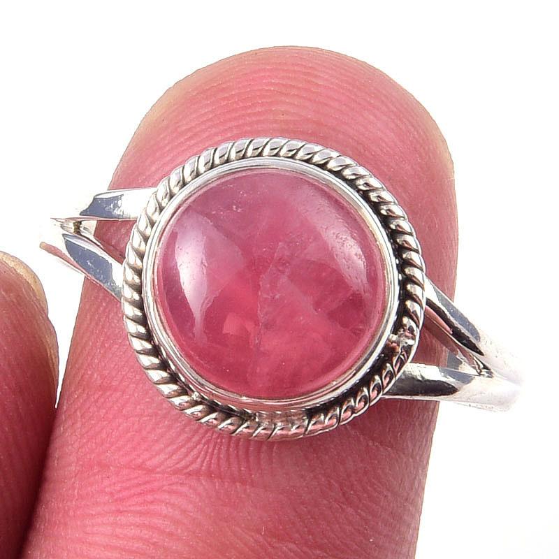 

Natural Rhodochrosite Gemstone 925 Solid Sterling Silver Jewelry Ring S.9.5 n0w77