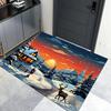 3D Kalėdinė scena Durų kilimėlis su Kalėdų Senelio ir Sniego senio raštais Grindų kilimėlis namų įėjimui Dekoravimas šventinei atmosferai