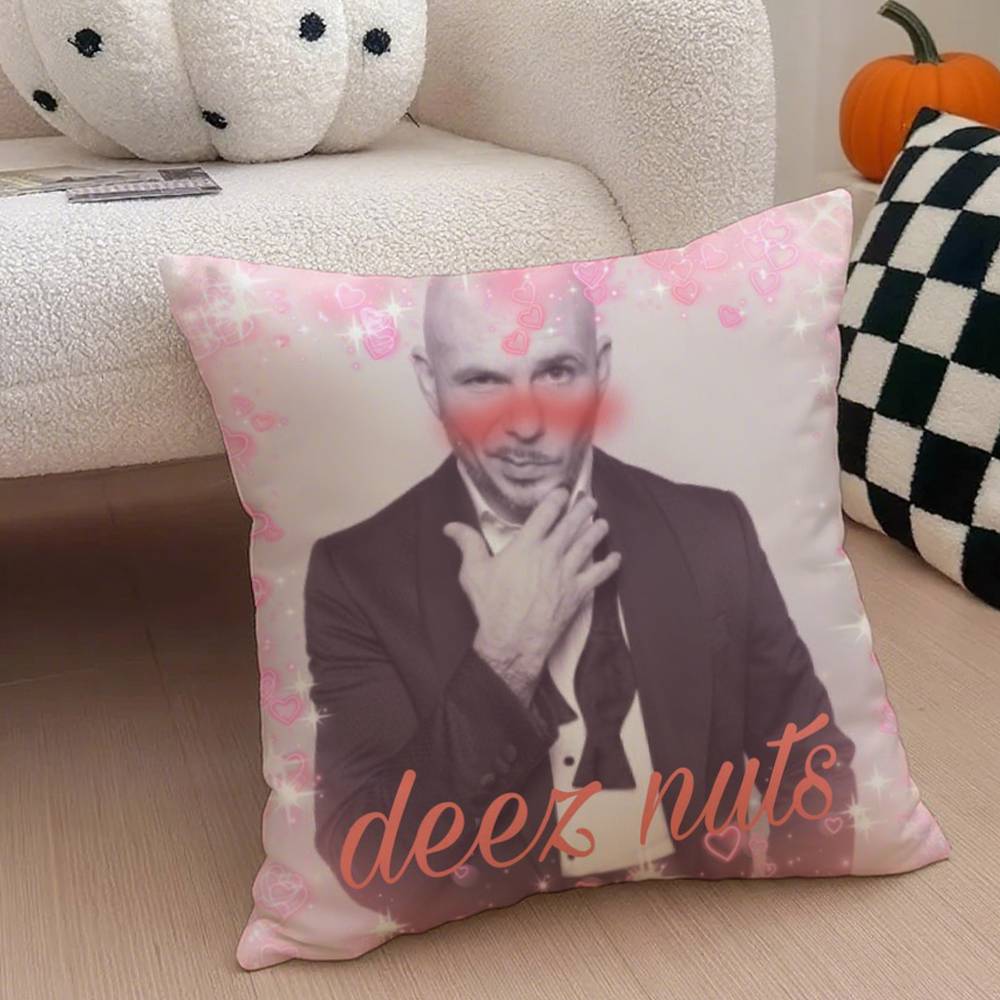 Anime P-Pitbull Pillow Case Anti-Dustmite Pillowcase Invisible Zipper Silky Short Plush Sofa Cushion Cover