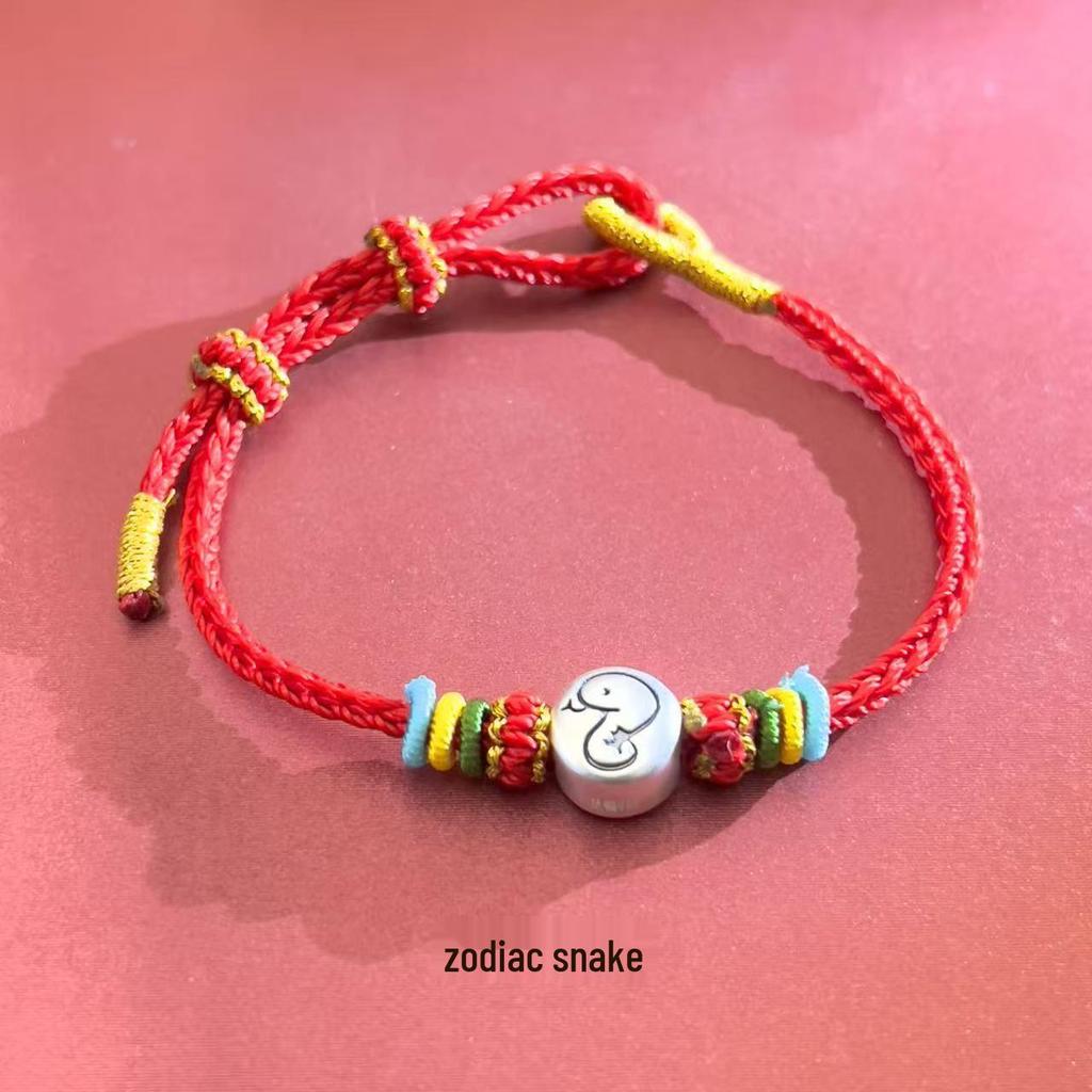 Sterling Silver 12 Zodiac Year of the Horse Wine Red Rope Bracelet for Men & Women - Lucky Charm Couple Bracelet