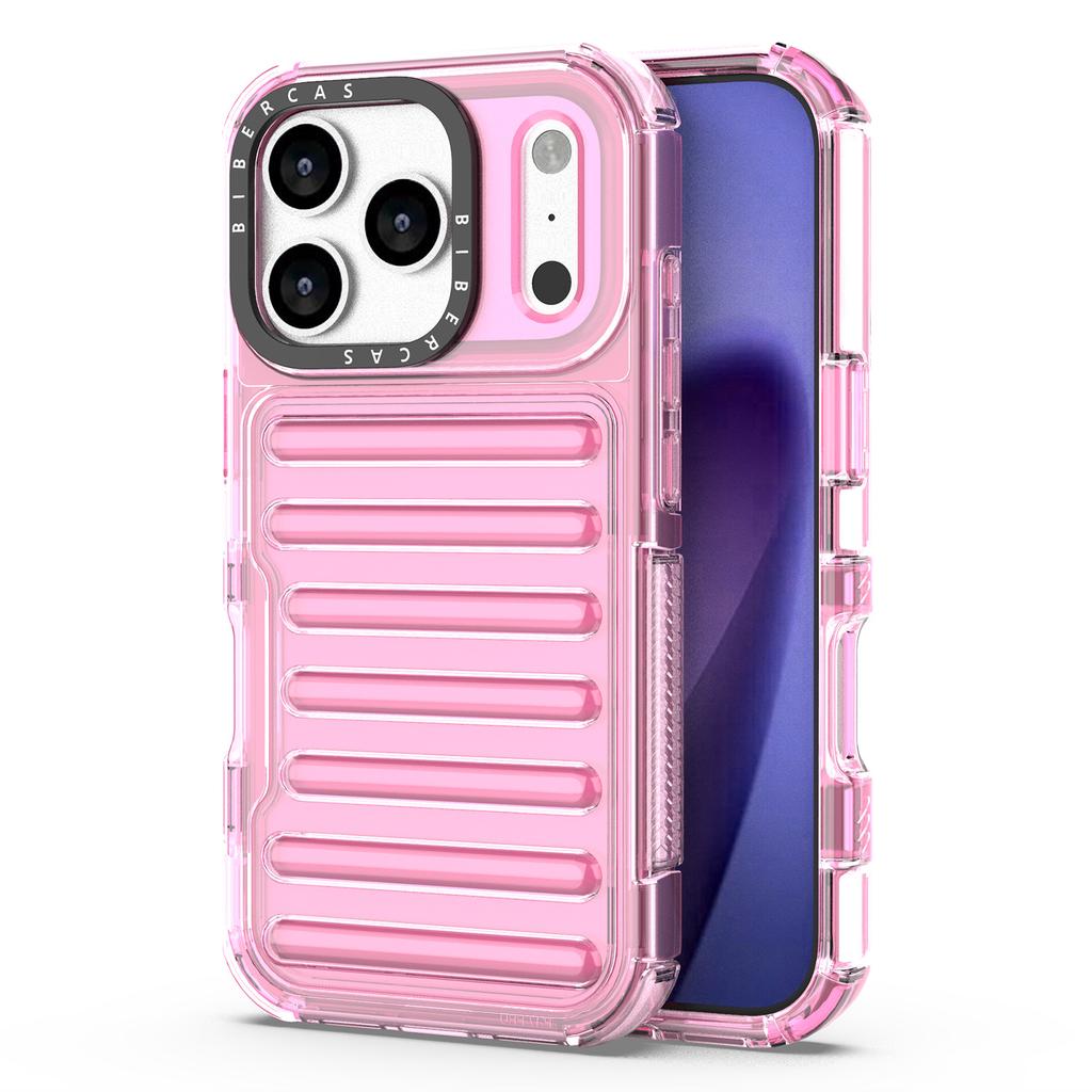 For iPhone 17 Pro Case Stripe Design Anti-Slip Detachable TPU+PC Phone Cover