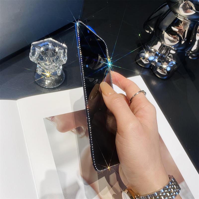 Luxury Glitter Diamond Tempered Glass Film For iPhone 15 14 13 12 11 Pro Max 14 15 Plus Anti Glare Screen Protector Film Guard
