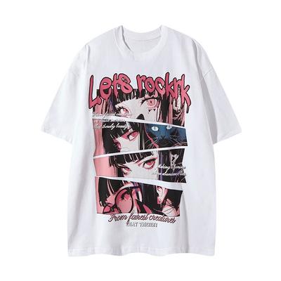 Anime Y2K White Casual Tshirt Unisexs and Womens Luxury Brand Top