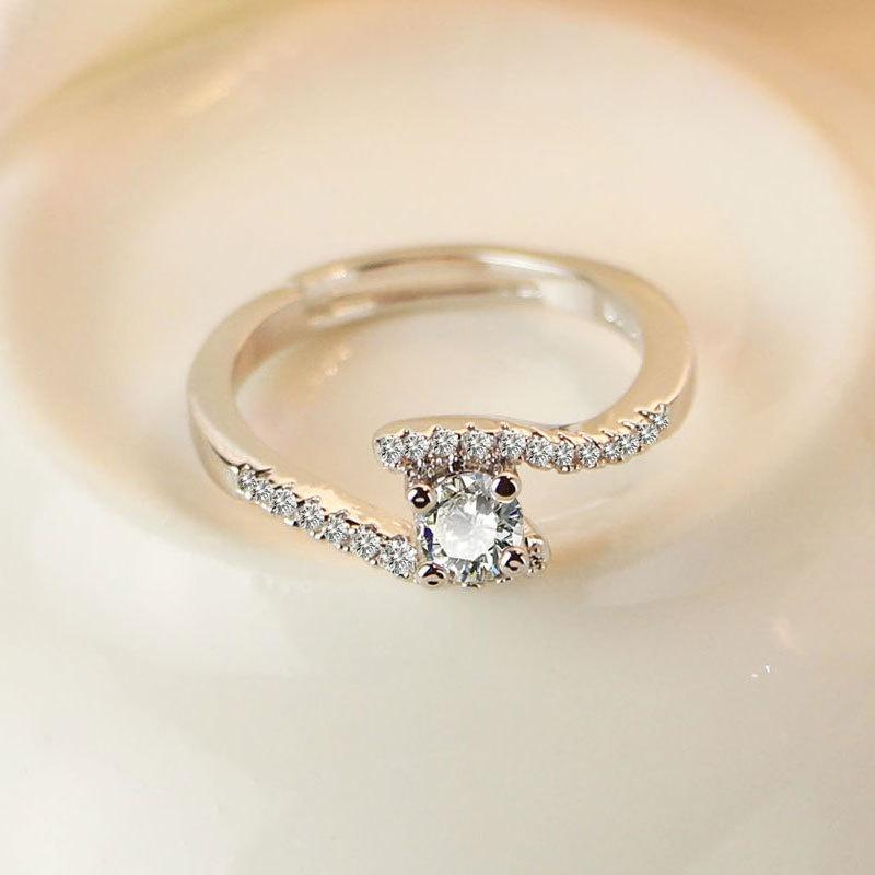 Ring Diamond Minimalist For Women Adjustable Open Design Stylish And Trendy