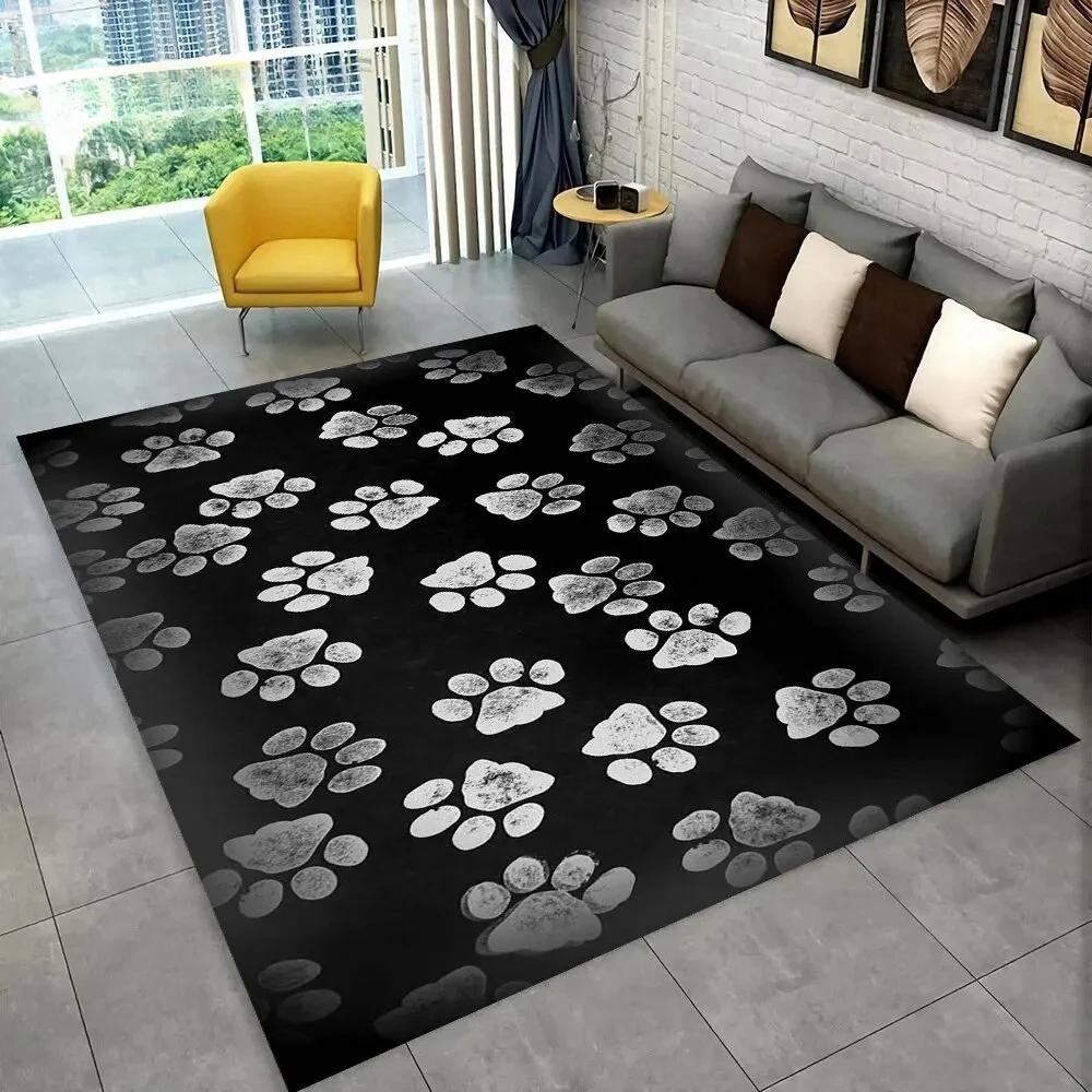 Pets Footprint Sole Series 3D Area Rug Large, Kids Non-slip Floor Mat Carpet Rug for Living Room Bedroom Sofa Doormat Decoration