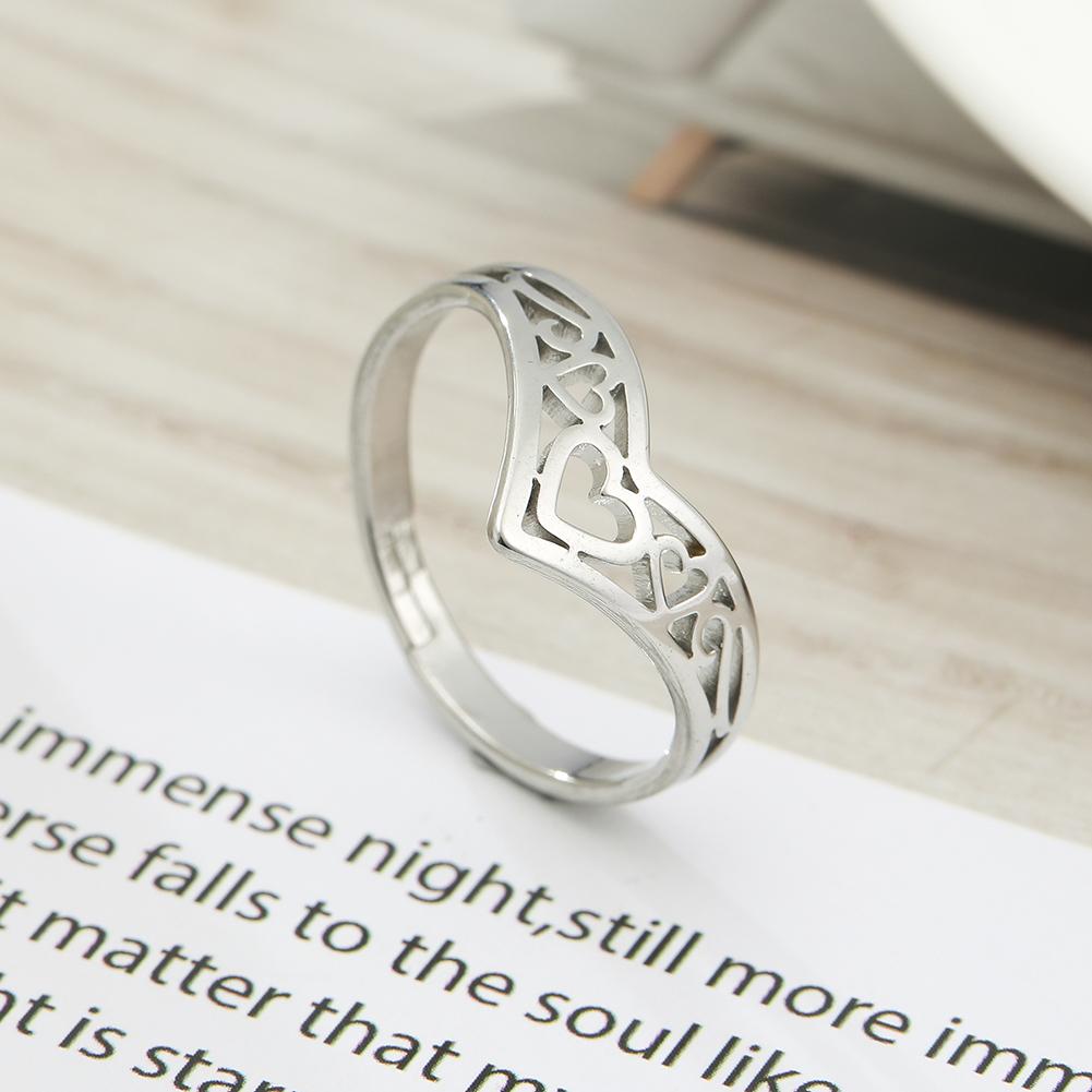 Cazador Aesthetic Hollow Hearts Rings for Women Adjustable Gold Color Stainless Steel Finger Ring Jewelry Wedding Gifts