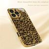 Shining Leopard Print Gold Metallic Paint Tempered Glass Phone Case For iPhone 17 16 15 14 13 12 11 Pro Max Plus 17Air 16E Cover