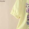 ZANZEA Women Casual Round Neck Floral Print Loose Short Sleeve Blouse