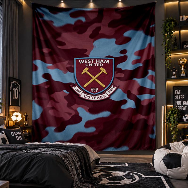 Wall Hanging Tapestry West Ham United Football Print Cloth for Living Room Bedroom Home Decor
