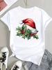(Asian Size) Trend Letter Cute Tee Top Print New Year Clothing T Shirt Women Fashion Christmas Festival Woman Short Sleeve Graphic T-shirts