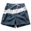 Men's Blue White Stripe Casual Shorts – Elastic Drawstring Waist Nylon Shorts for Summer Daily & Streetwear
