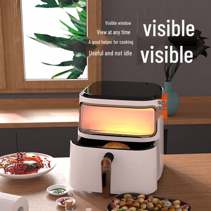 Smart Large-Capacity Air Fryer with Visual Window and 360° Surround Heating