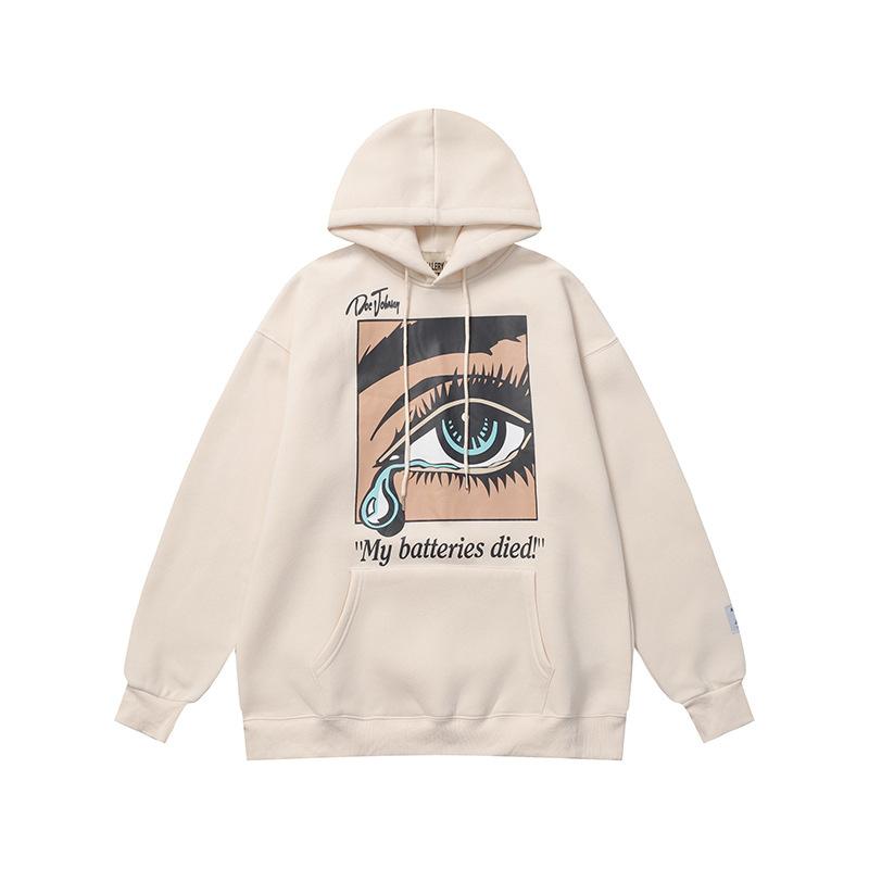 Cross-border European and American Trendy Brand GALLERY DEPT Tears Letter Printing Fleece Hooded Sweater Men's and Women's High Street Jacket