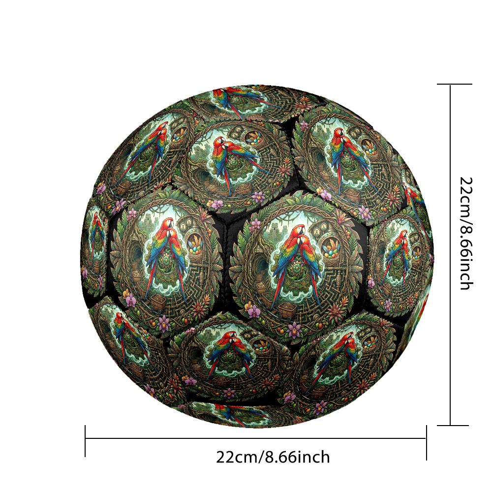 Jungle Macaw Adventure Round Football Size 5 Adult Ball Suitable for Training Matches and Outdoor Team.
